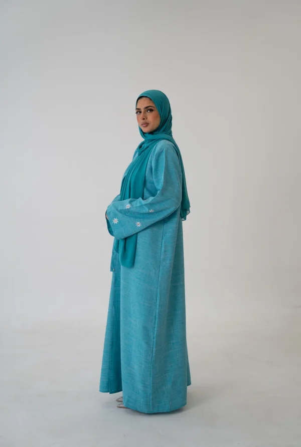 Linen Blend Button Abaya – Breathable Modest Outerwear