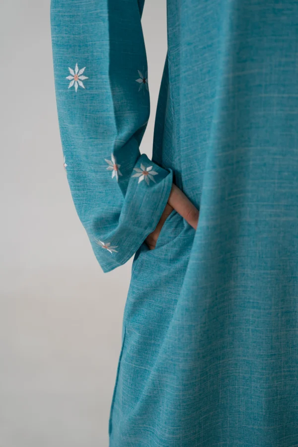 Linen Blend Button Abaya – Breathable Modest Outerwear