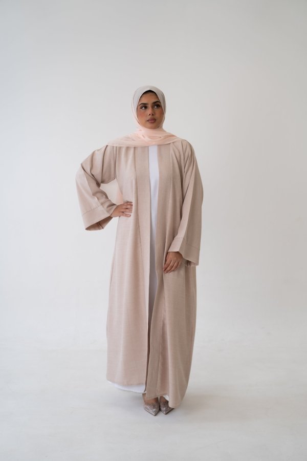 3 Piece Linen Abaya Set – Breathable Abaya Full Set