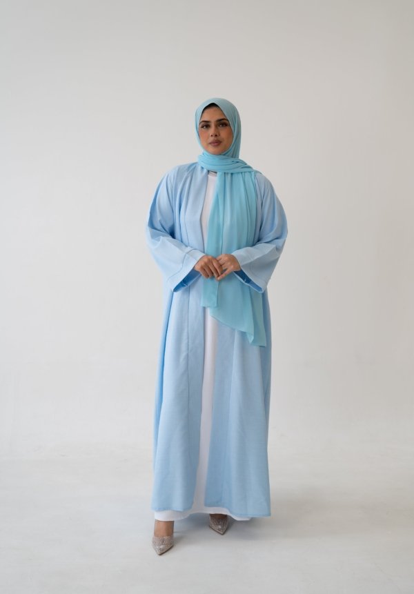 3 Piece Linen Abaya Set – Breathable Abaya Full Set