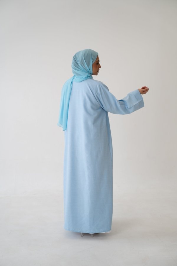3 Piece Linen Abaya Set – Breathable Abaya Full Set