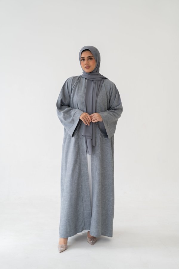 3 Piece Linen Abaya Set – Breathable Abaya Full Set