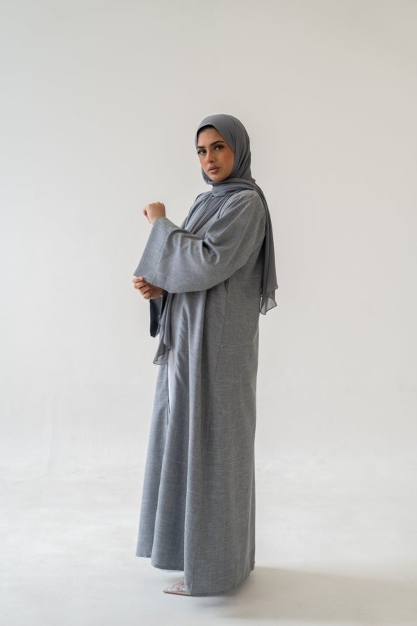 3 Piece Linen Abaya Set – Breathable Abaya Full Set