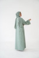 3 Piece Linen Abaya Set – Breathable Abaya Full Set