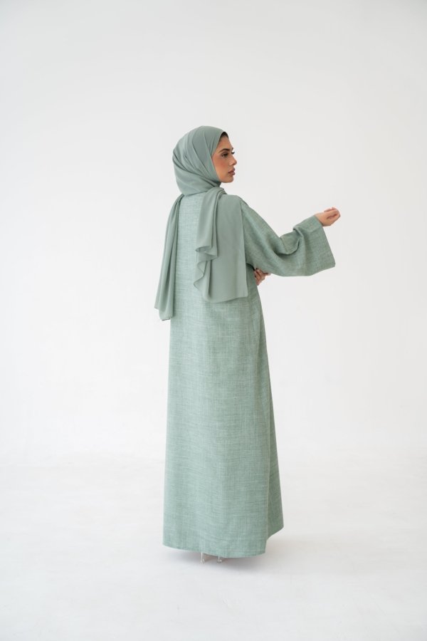 3 Piece Linen Abaya Set – Breathable Abaya Full Set