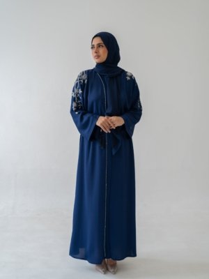 Embroidered Crinkle Abaya with Hijab | Modest Fashion UK