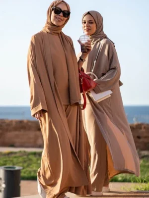 Elegant Modest Abaya Set - Caramel