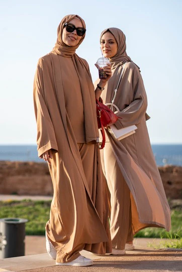 Elegant Modest Abaya Set - Caramel
