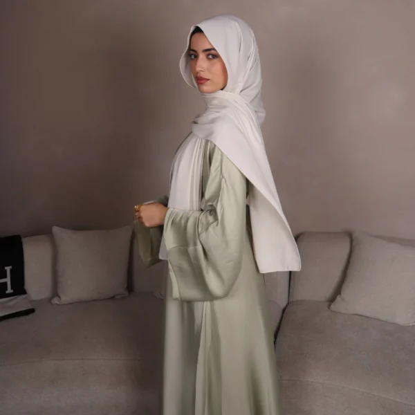 Sage Satin Wrap Abaya