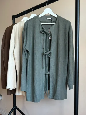 Brushed Wool Bow Tie Cardigan