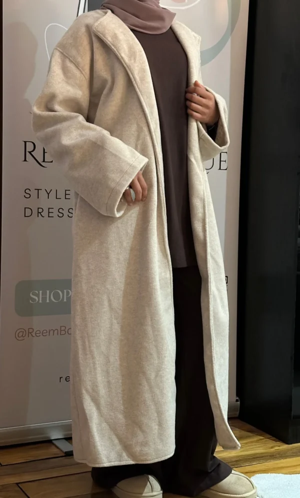 Brushed Velvet Open Coat with Belt