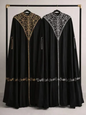 Hana Embellished Chiffon Cape Set - Gold and SIlver