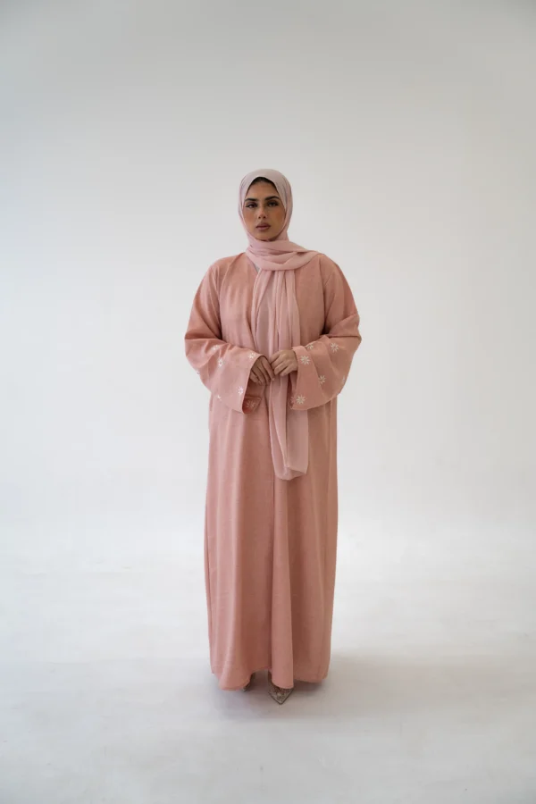Linen Blend Button Abaya – Breathable Modest Outerwear