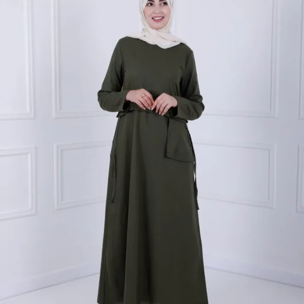 A- Lenin Dress - Olive green
