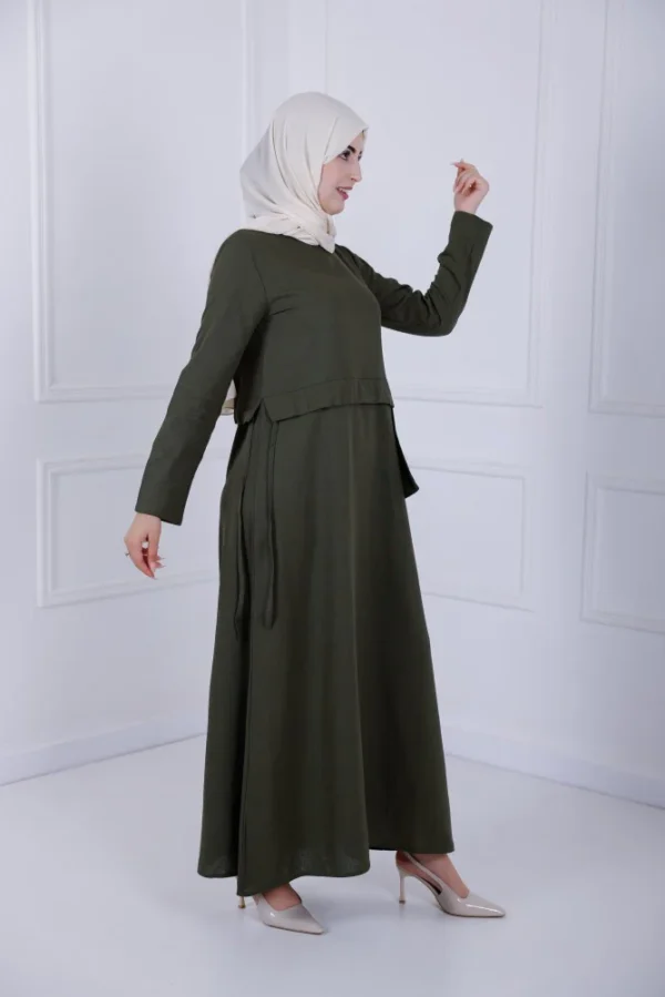 D- Lenin Dress - Olive green