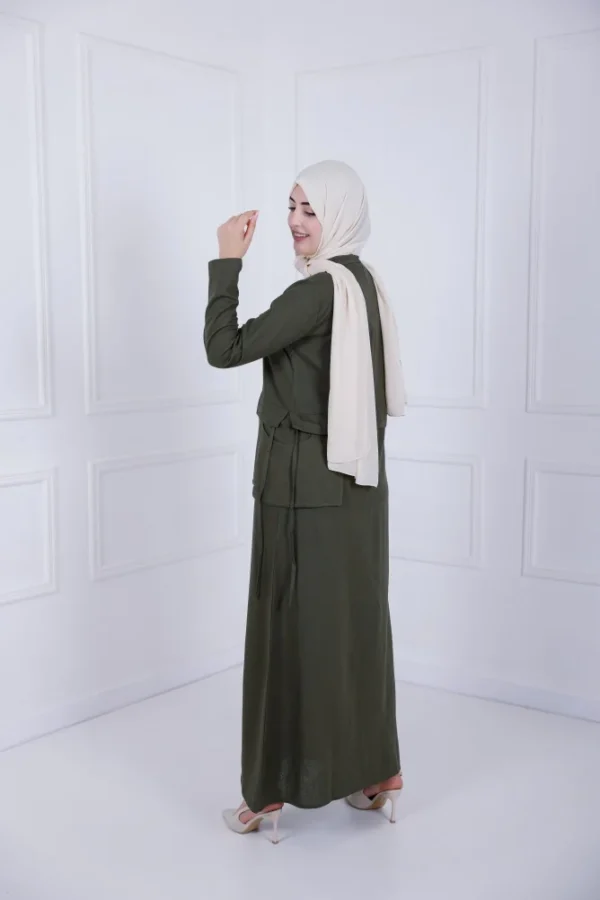 D- Lenin Dress - Olive green