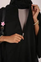 Black Nursing-Friendly Abaya with Zip