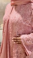 Luxury Lace Beaded Abaya Set with Inner Dress & Matching Hijab. Wedding Edition