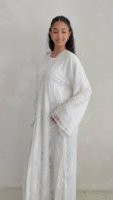Luxury Lace Beaded Abaya Set with Inner Dress & Matching Hijab. Wedding Edition