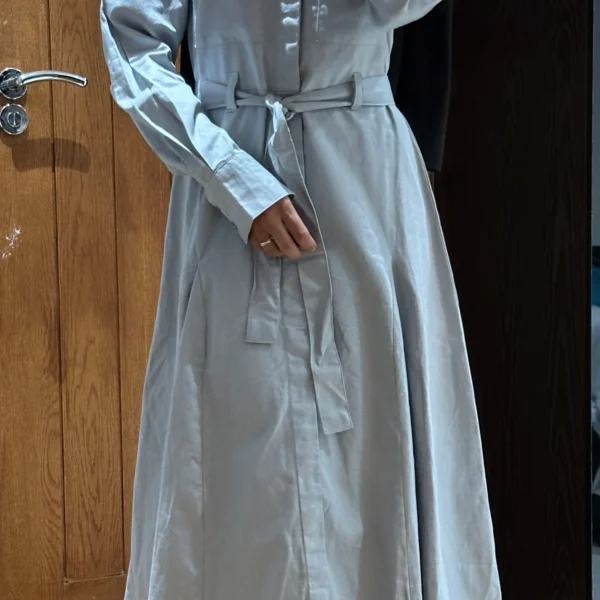 Grey Button Down Midi Dress