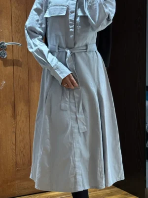 Grey Button Down Midi Dress