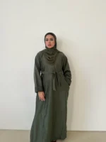 Suede Winter Abaya – 3‑Piece Warm Modest Set for Women