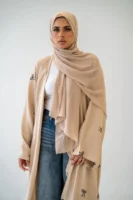 Button Abaya with Bow Detail – 2‑Piece Modest Set