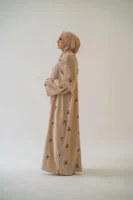 Button Abaya with Bow Detail – 2‑Piece Modest Set