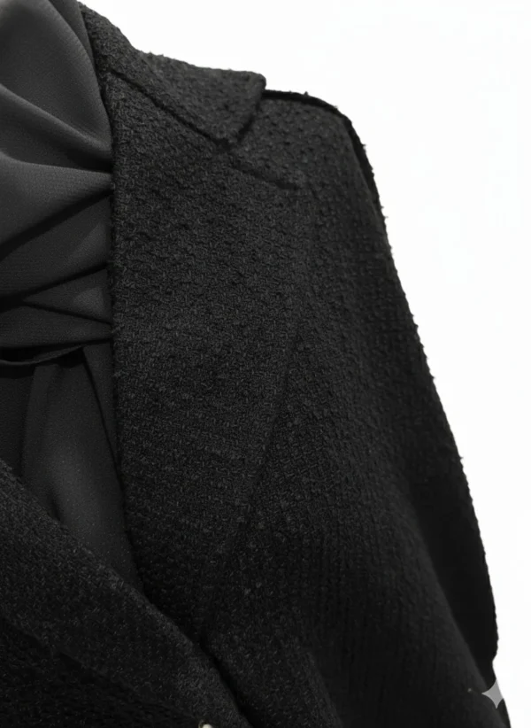 Tweed Button-Front Abaya Coat with Belt & Matching Hijab