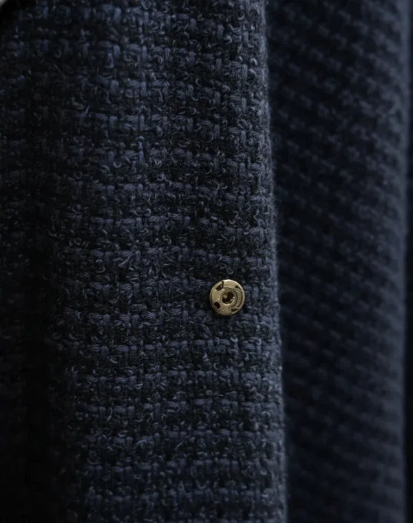 Tweed Button-Front Abaya Coat with Belt & Matching Hijab