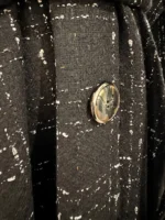 Tweed Button-Front Abaya Coat with Belt & Matching Hijab