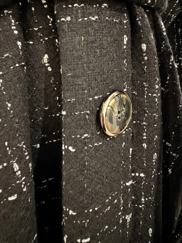 Tweed Button-Front Abaya Coat with Belt & Matching Hijab
