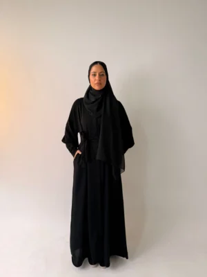 Full Zip Cuffed Sleeve Nursing Friendly Nida Material Abaya