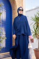 Elegant Modest Abaya Set - Blue