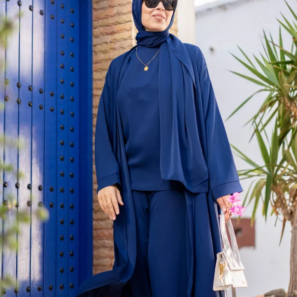 Elegant Modest Abaya Set - Blue