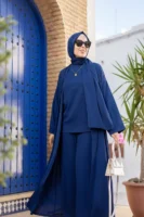 Elegant Modest Abaya Set - Blue