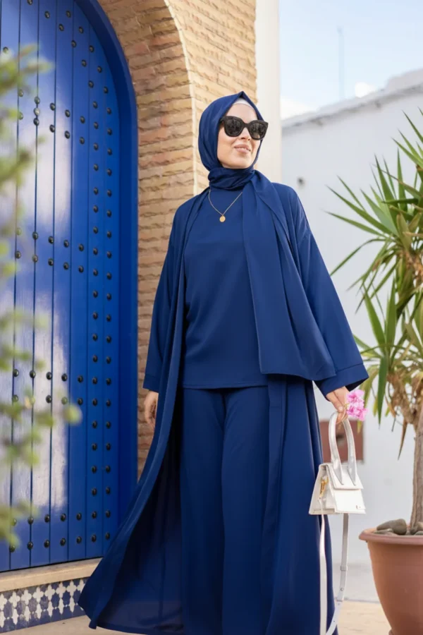 Elegant Modest Abaya Set - Blue