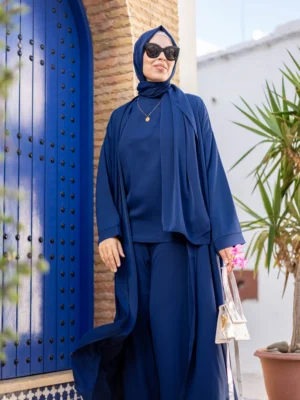 Elegant Modest Abaya Set - Blue