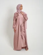 Mink Open Satin Abaya Set