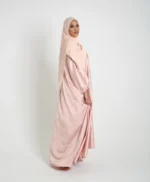 Peach Open Satin Abaya Set