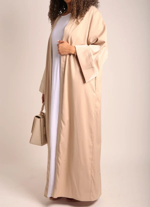 Beige Crinkle Open Abaya (non refundable)