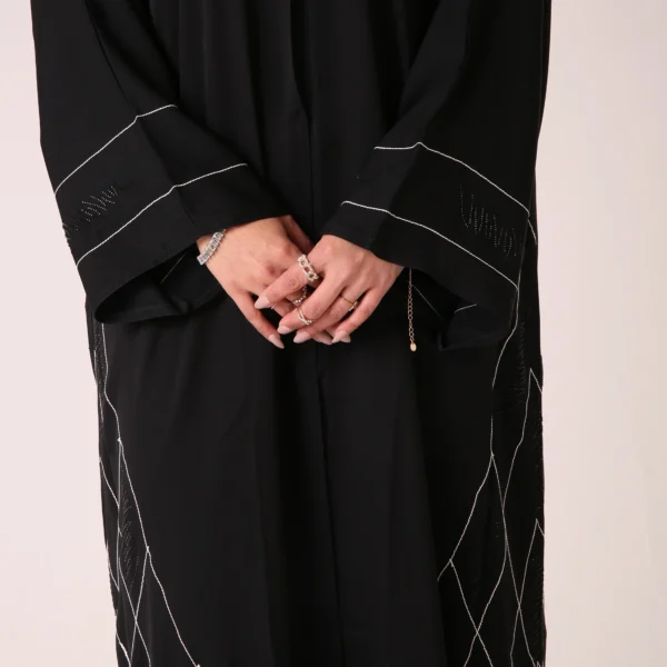 Black Single Trim Nida Open Abaya