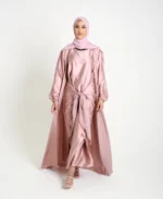 Mink Open Satin Abaya Set