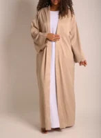 Beige Crinkle Open Abaya (non refundable)