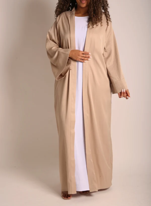 Beige Crinkle Open Abaya (non refundable)