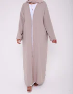 Beige Contrast Stitch Open Abaya (non refundable)