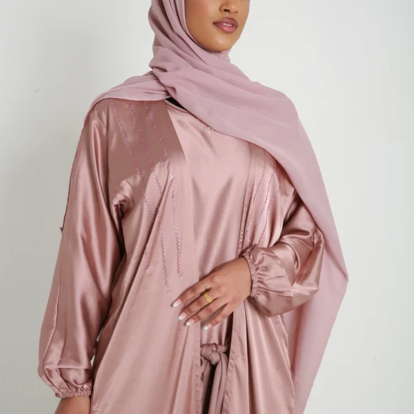 Mink Open Satin Abaya Set