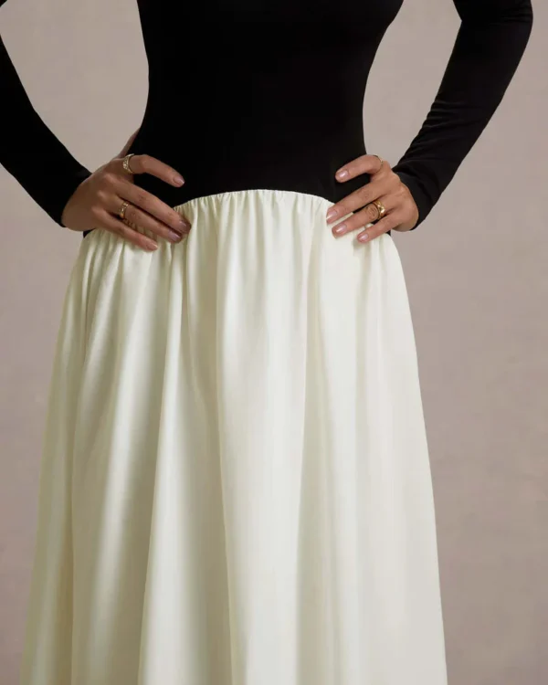 Benedetta Black & Cream Maxi Dress