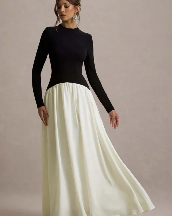 Benedetta Black & Cream Maxi Dress