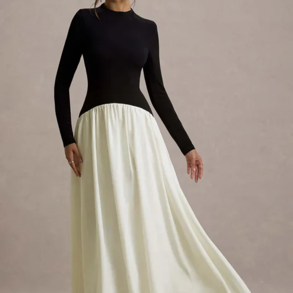 Benedetta Black & Cream Maxi Dress